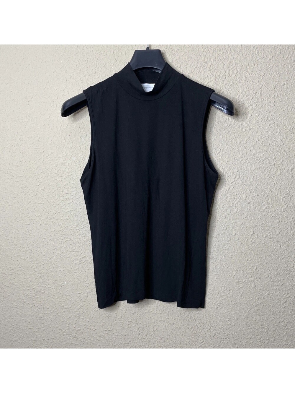 Liz Claiborne Sleevless Mock Neck Top Size Large Black Vintage